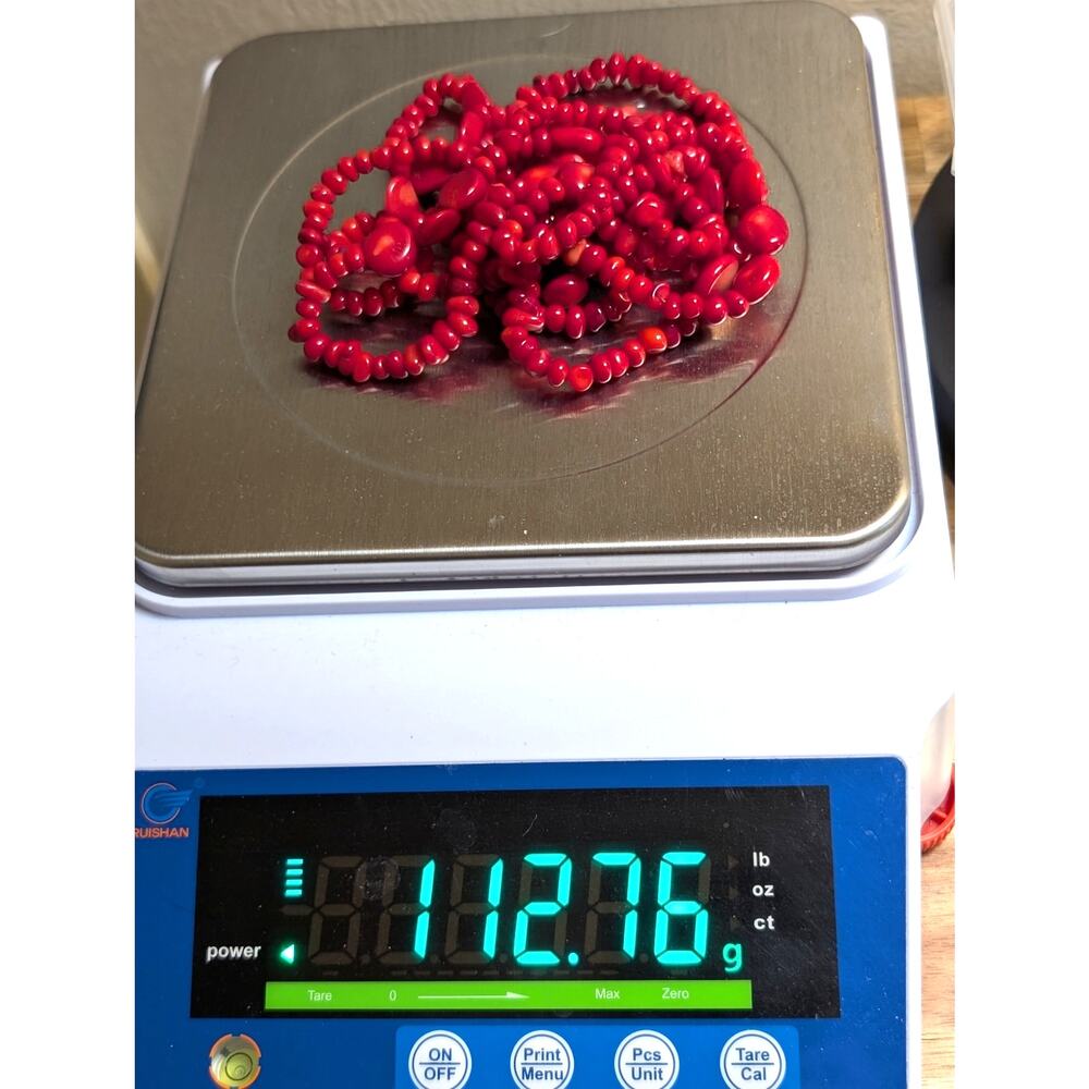 Vintage Long Red Coral Beaded  66" Over the Head Necklace 112.76g - Picture 7 of 8